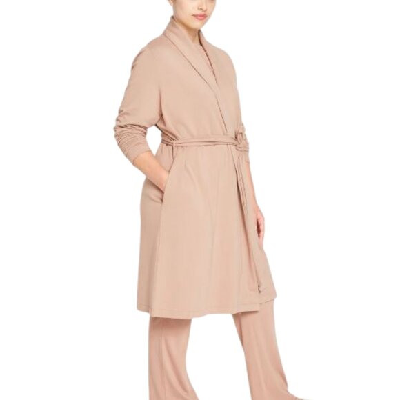 Universal Standard Longsleeve Belted Robe with Pockets Black Cotton EUC small - Picture 2 of 12